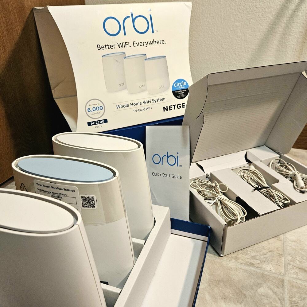 NETGEAR Orbi RBK23 AC2200 Whole Home Mesh WiFi System 3-Pack - MINT / OPEN BOX